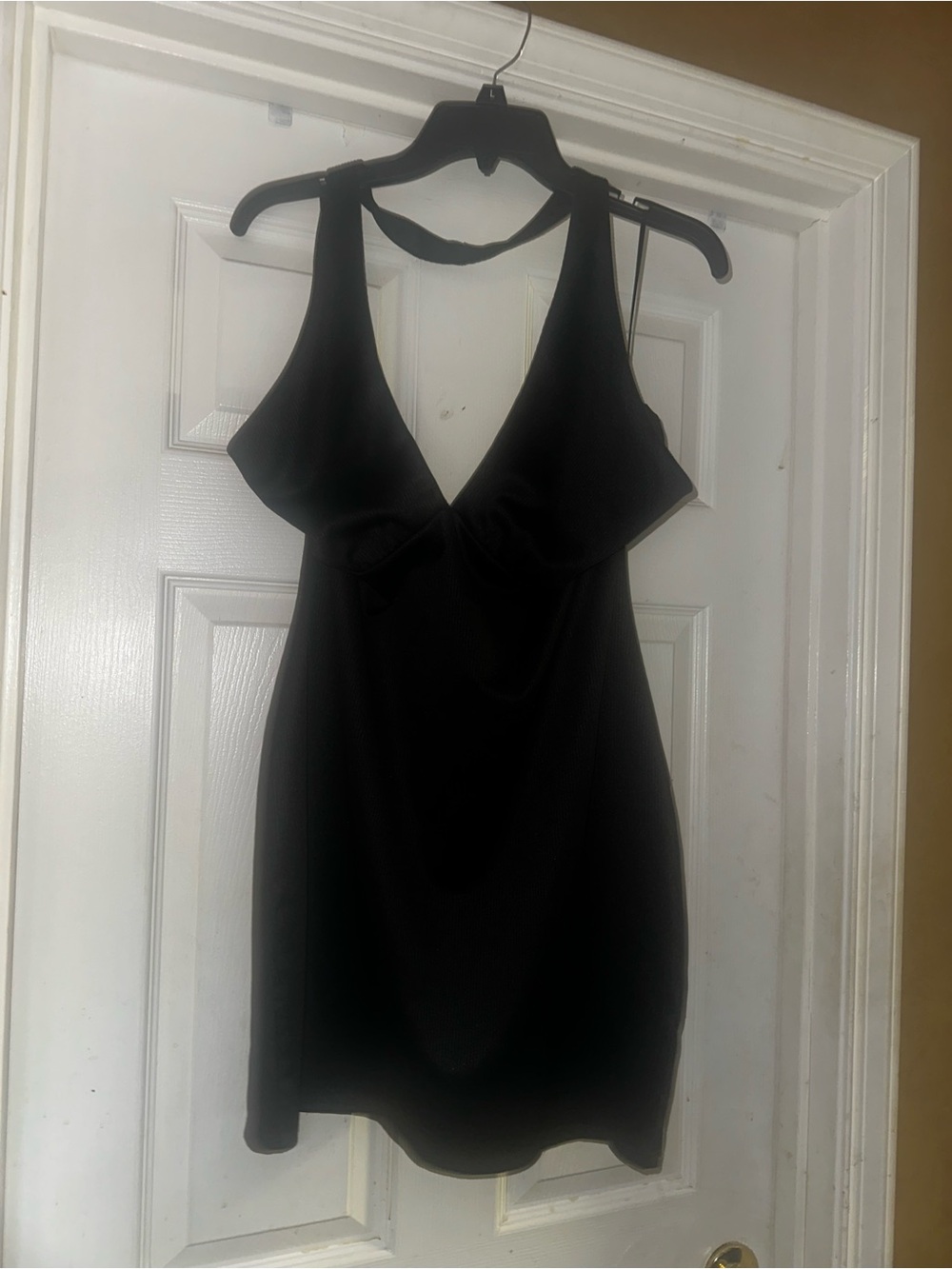 Divided Black Backless V-Neck Mini Dress
